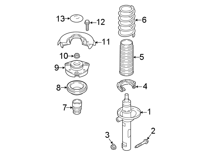 2019 Volkswagen Jetta Strut SHOCK ABS Suspension Cartridge And Base