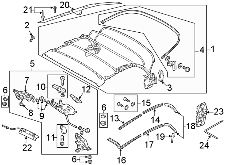 Volkswagen Beetle Convertible Top Frame Repair Kit Included With Top