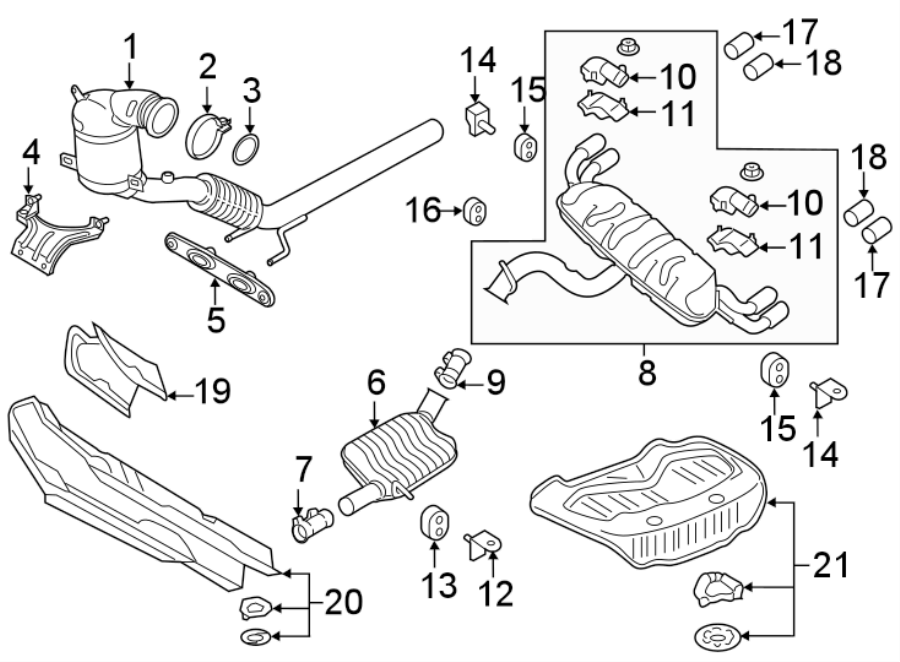 Volkswagen Golf R Catalyst. Catalytic converter. Converter and pipe ...