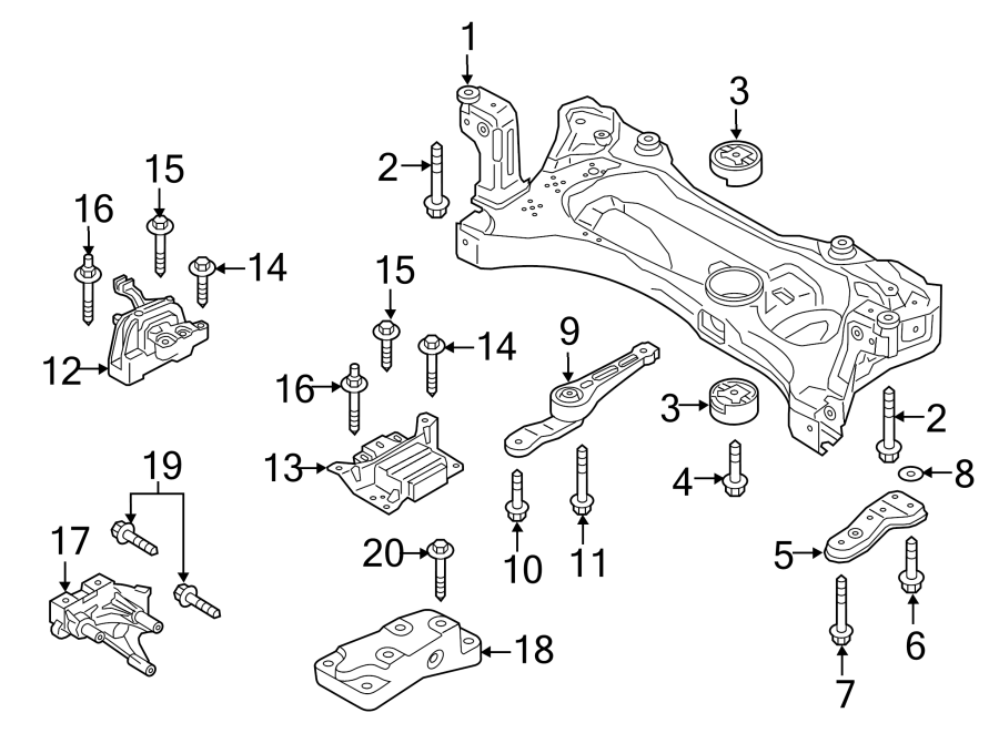 2017 Volkswagen GTI Suspension. Subframe. Crossmember 5Q0199315Q