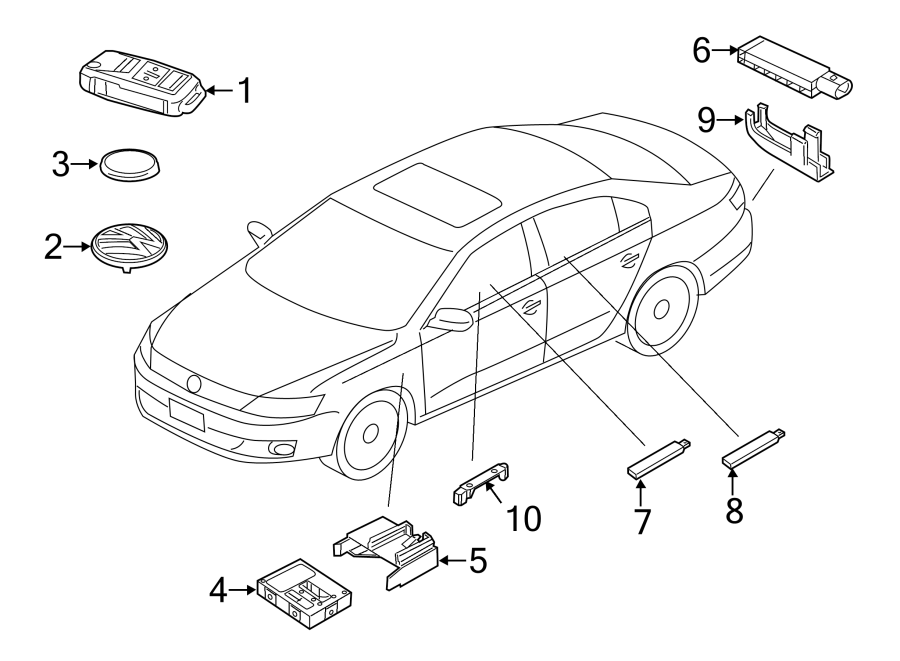 Volkswagen Tiguan Keyless Entry Transmitter. Remote control